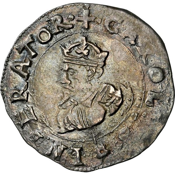 ITALIAN STATES, Sicily (kingdom), Messina, 2 tari, Carlo V, 1541, mintmaster IP, NGC AU 50, finest a