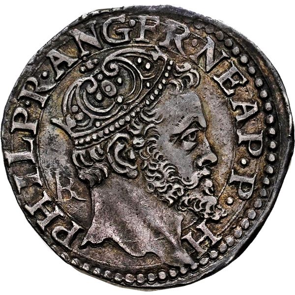 ITALIAN STATES, Naples (under Spain), 1 carlino, Philip II, no date (1554-56) mintmaster IBR (monogr