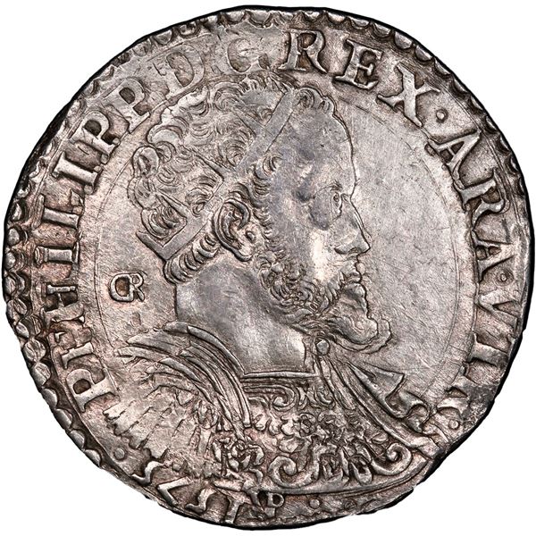 ITALIAN STATES, Naples (under Spain), ½ ducato, Philip II, 1575 mintmaster GR, trial master VP (both
