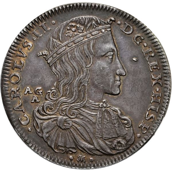 ITALIAN STATES, Naples (under Spain), ½ ducato (50 grana), Charles II, 1689, mintmaster AG/A, engrav