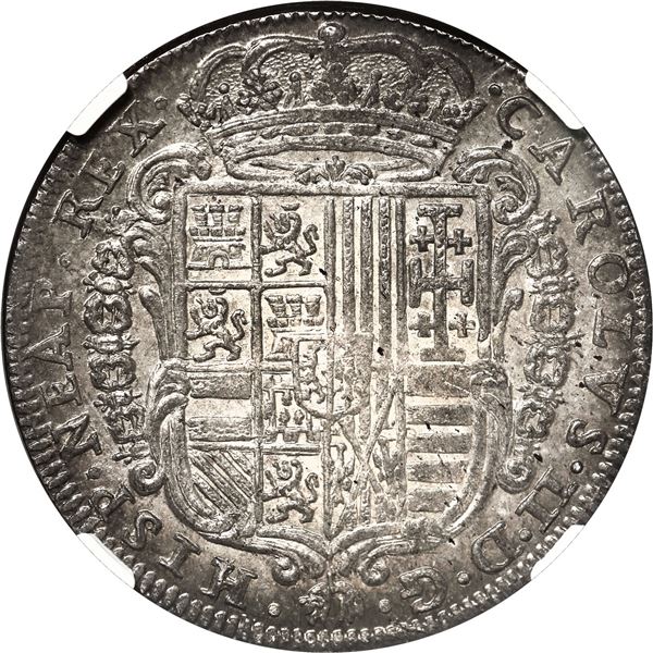 ITALIAN STATES, Naples (under Spain), 1 tari, Charles II, 1684, mintmaster AG/A, NGC MS 64.