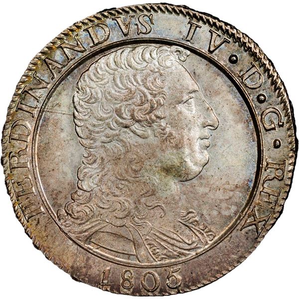 ITALIAN STATES, Kingdom of Naples & Sicily, 120 grana, Ferdinand IV, 1805 LD, PCGS MS64, "top