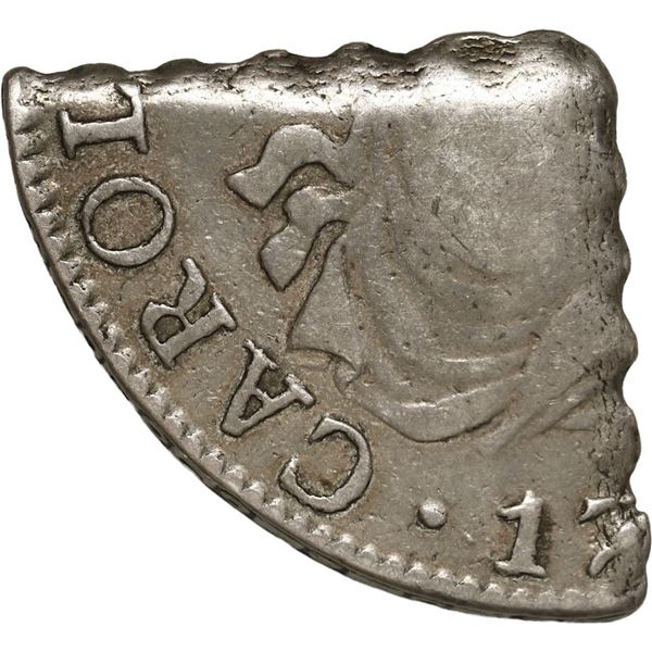MARTINIQUE (British), 3 escalins (moco), George III, no date (1797), crenated quarter cut of a Spani