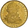 Image 1 : MEXICO, Mexico City, gold bust 8 escudos, Charles III, 1784/3 FF, initials facing inward, very rare,