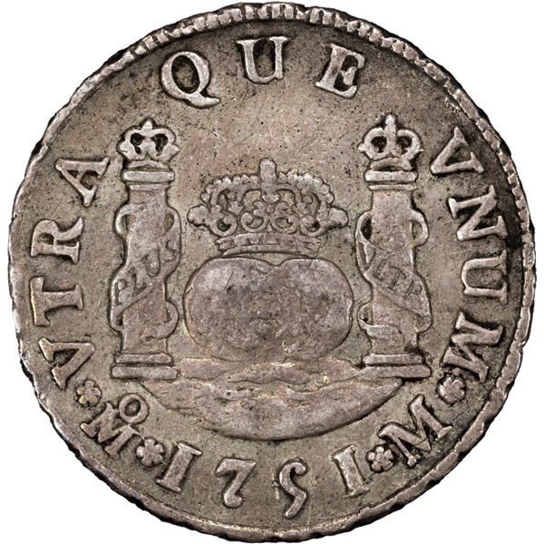 MEXICO, Mexico City, pillar 2 reales, Ferdinand VI, 1751/41 M, PCGS XF details / scratch.