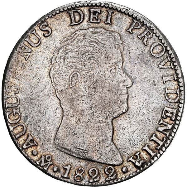 MEXICO, Mexico City, 8 reales, Iturbide, 1822 JM, long smooth truncation, 8RJM below, NGC XF 40.
