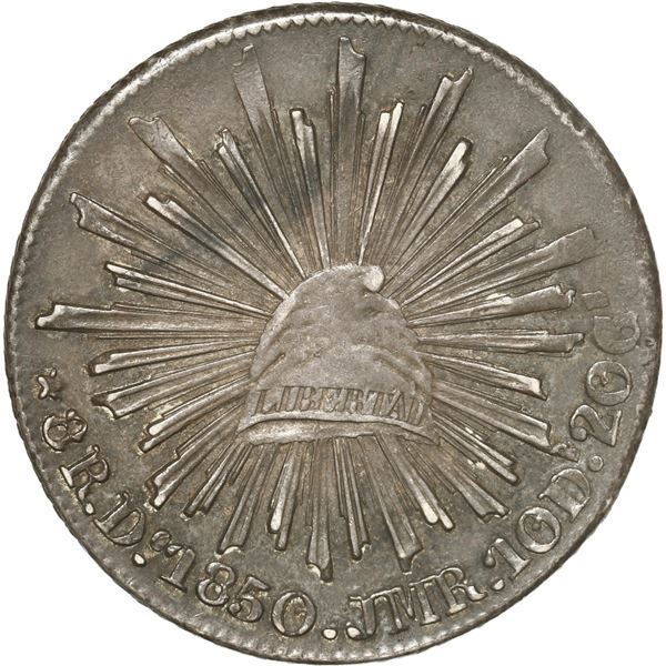 MEXICO, Durango, cap-and-rays 8 reales, 1850 JMR, large eagle.