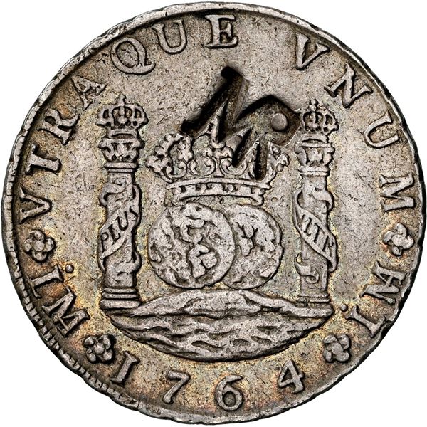 MOZAMBIQUE (under Portugal), 8 reales, José I, MR monogram countermark (1765-67) on a Lima, Peru, pi