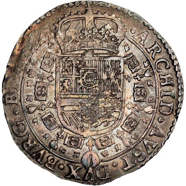 NETHERLANDS (Spanish), Brabant, Antwerp mint, patagon, Philip IV, 1646, PCGS AU50, finest and only e