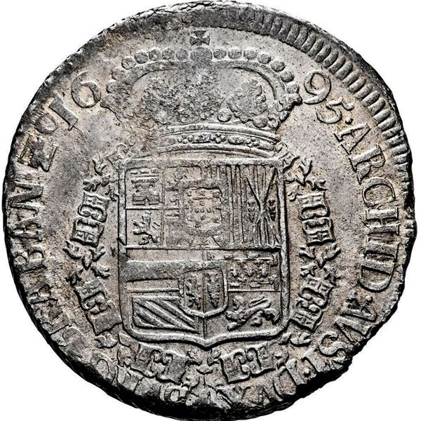 NETHERLANDS (Spanish), Brabant, Brussels mint, patagon, Charles II, 1695, NGC MS 63, finest and only