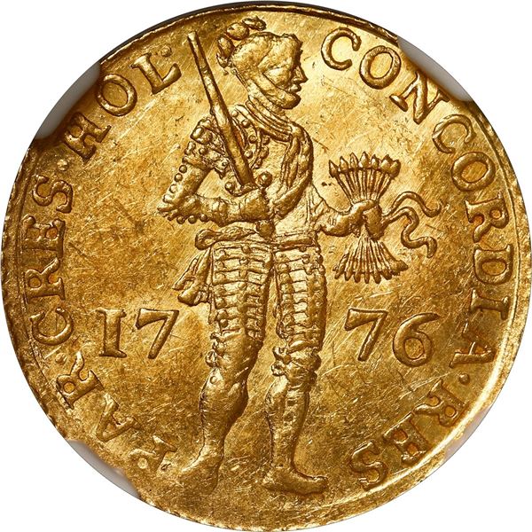 NETHERLANDS (United), Holland, gold ducat, 1776, NGC AU 58.