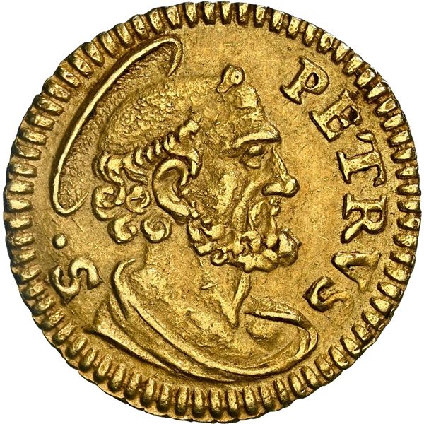 PAPAL STATES, Rome mint, gold ½ scudo romano, Benedict XIV, no date (1751), NGC AU 55.