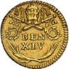 Image 2 : PAPAL STATES, Rome mint, gold ½ scudo romano, Benedict XIV, no date (1751), NGC AU 55.
