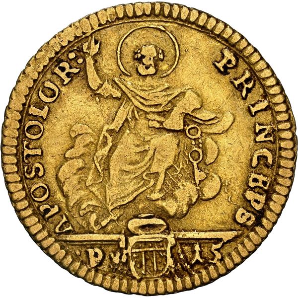 PAPAL STATES, Rome mint, gold 15 paoli (½ doppia), Pius VI, 1784, NGC XF 40.