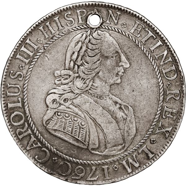 PERU, Lima, 8 reales-sized proclamation medal, Charles III, 1760.