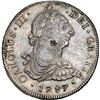 Image 1 : PERU, Lima, bust 8 reales, Charles III, 1787 MI, NGC AU details / chopmarked, ex-Almenara.