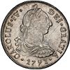 Image 1 : PERU, Lima, bust 8 reales, Charles IV transitional (bust of Charles III, ordinal IV), 1791 IJ, NGC U