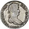 Image 1 : PERU, Cuzco, bust 8 reales, Ferdinand VII, 1824 G, no dot between IND REX, rare, NGC VF 35, ex-Almen