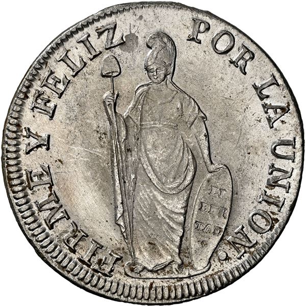 PERU (State of North Peru), Lima, 8 reales, 1837 TM, NGC UNC details / cleaned, ex-Almenara.