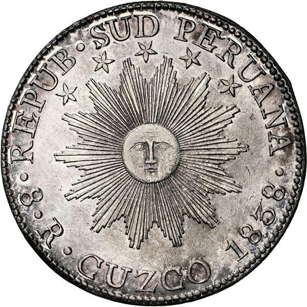 PERU (Republic of South Peru), Cuzco, 8 reales, 1838 BA, NGC MS 62, ex-Almenara.