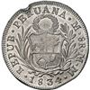 Image 2 : PERU, Lima, white-metal 8 reales trial, 1834 MM, unique, ex-Almenara.