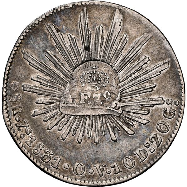 PHILIPPINES (under Spain), Manila, 8 reales, Ferdinand VII, crowned-F.7o countermark (Type V, 1832-3