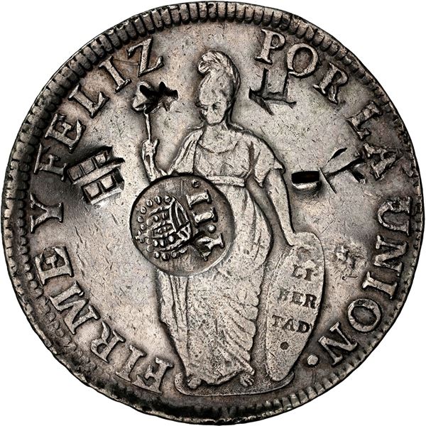 PHILIPPINES (under Spain), Manila, 8 reales, Isabel II, crowned-Y.II. countermark (Type VI, 1834-37)