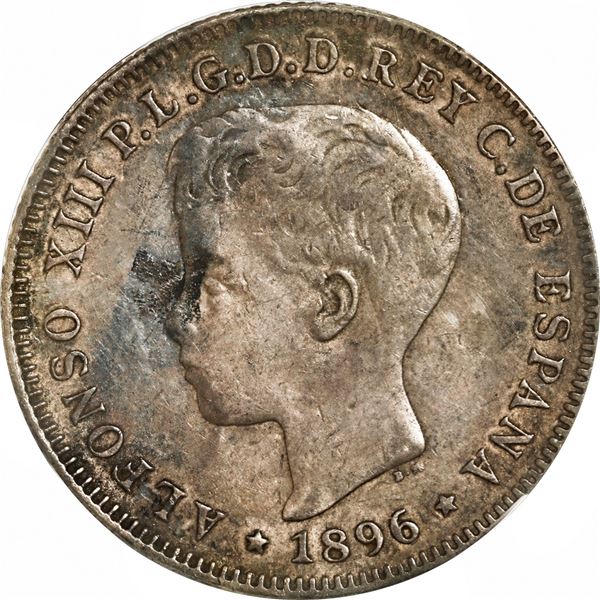 PUERTO RICO (under Spain), 40 centavos, Alfonso XIII, 1896 PG-V, NGC VF 25.