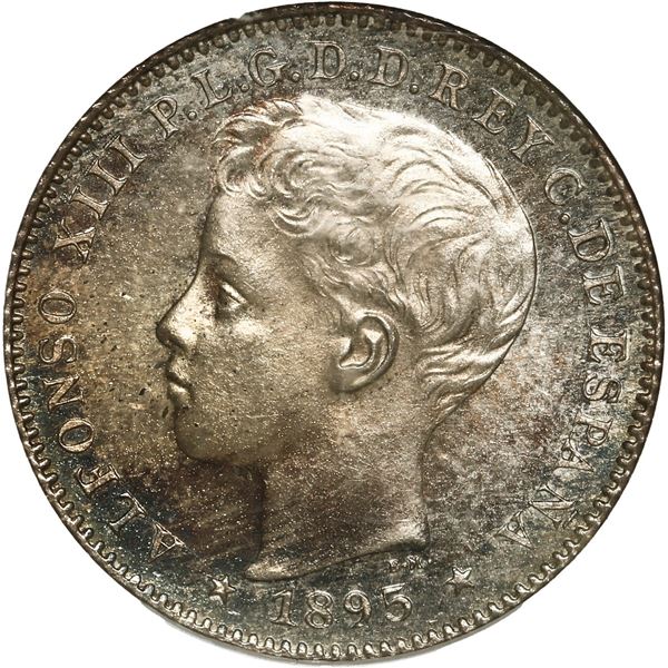 PUERTO RICO (under Spain), 20 centavos, Alfonso XIII, 1895 PGV, NGC MS 62.