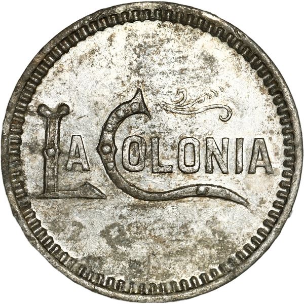 PUERTO RICO, Bayamón(?), aluminum ½ real token, no date (late 1800s / early 1900s?), La Colonia Espa