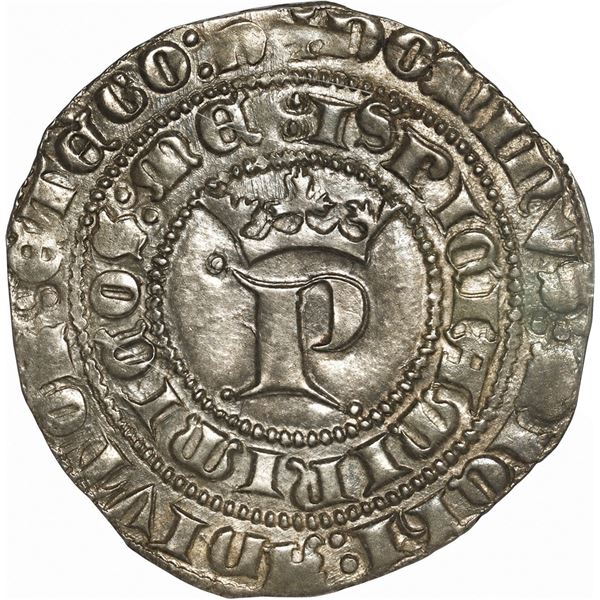 SPAIN (Castile and León), Seville, 1 real, Pedro I (1350-1369), "the Cruel," NGC AU 58.