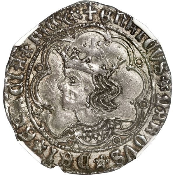 SPAIN (Castile and León), Seville, 1 real, Enrique IV (1454-1474), lobed bust, NGC AU 58.
