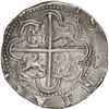 Image 2 : SPAIN, Seville, cob 4 reales, Philip II, assayer Gothic D at 4 o'clock outside tressure on reverse.