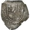 Image 1 : SPAIN, Seville, cob 2 reales, Philip III, 1600 B, OMNIVM / REGNORVM variety, rare, NGC AU 53, finest