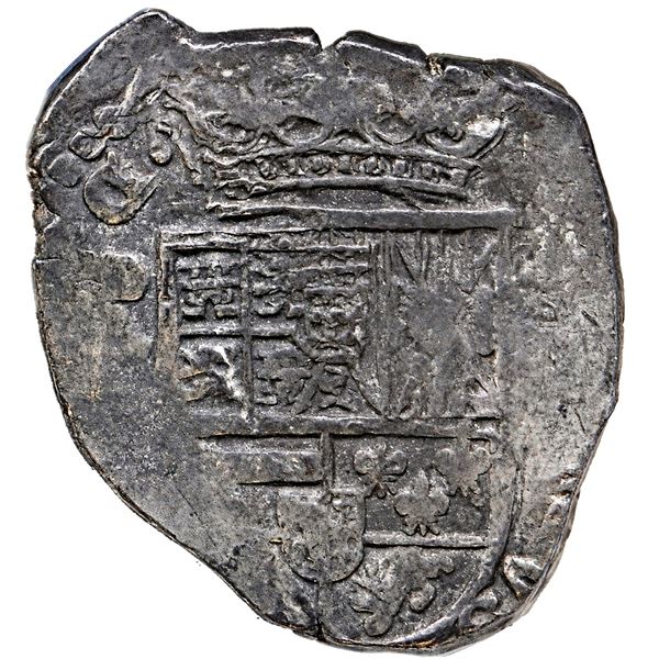 SPAIN, Madrid, cob 8 reales, Philip IV, assayer V (1620s), mintmark MD in monogram reading horizonta