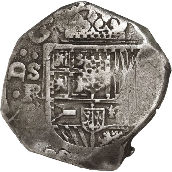SPAIN, Seville, cob 8 reales, Philip IV, 1638/7 R, very rare, NGC VF 30, finest and only example in 