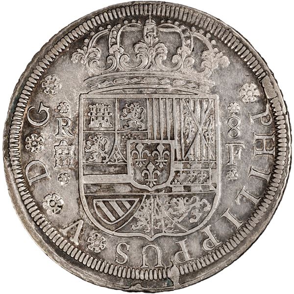 SPAIN, Segovia, milled 8 reales, Philip V, 1727 F, PCGS AU details / cleaned.