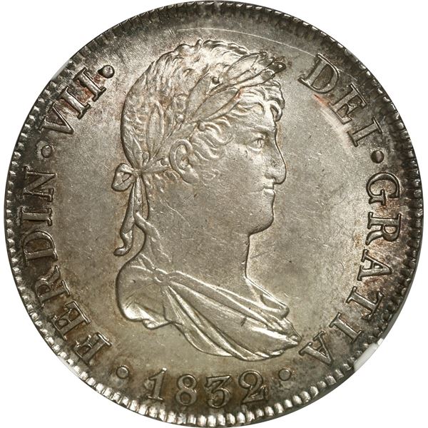 SPAIN, Seville, bust 4 reales, Ferdinand VII, 1832 JB, NGC MS 62.