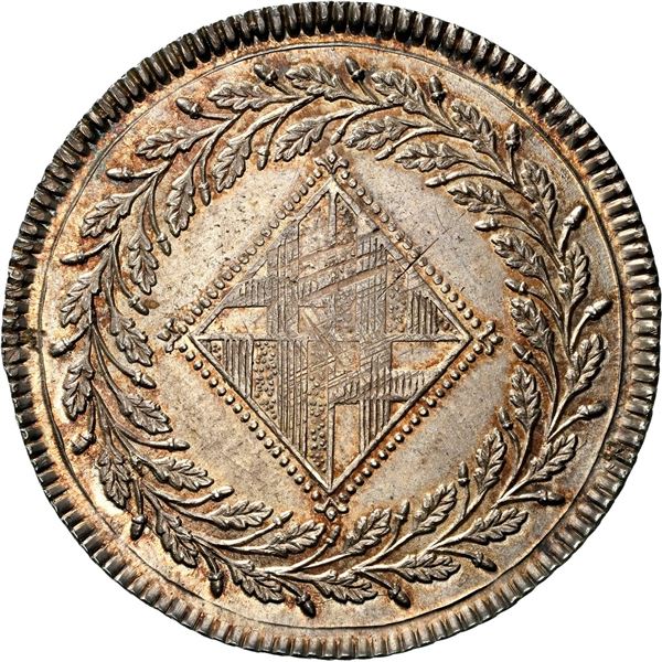 SPAIN, Barcelona, 5 pesetas, Joseph Napoleon, 1811, twenty-five tulips in wreath, NGC MS 64.