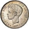 Image 1 : SPAIN, Madrid, 5 pesetas, Alfonso XIII, 1899 SG-V, 18-99 inside stars, NGC UNC details / cleaned.