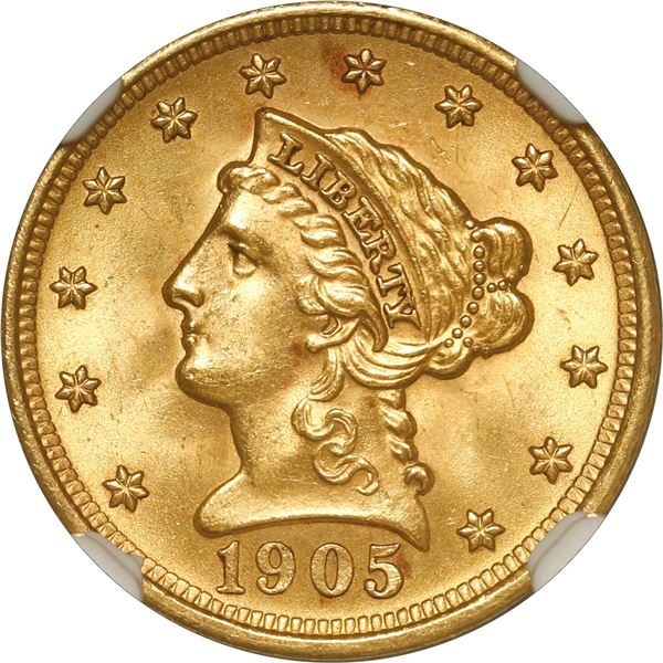 UNITED STATES, Philadelphia mint, gold $2½ Liberty Head quarter eagle, 1905, NGC MS 64.