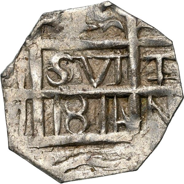 VENEZUELA, Barinas (Caujaral), "imitation cob" 1 real , "1814" date (early 1800s), inverted 4, very 