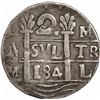 Image 1 : (VENEZUELA) COLOMBIA, round "imitation cob" 2 reales, fantasy date "184" (ca. 1815), quadrants