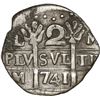 Image 1 : VENEZUELA, Caracas, "imitation cob" 2 reales, fantasy date "741" (ca. 1815), quadrants of cross tran