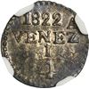 Image 2 : VENEZUELA, Caracas, ¼ real, 1822, variety with tip of cornucopia between 8 and 2, NGC AU details / c