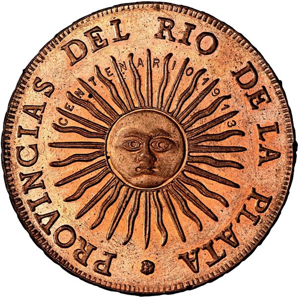 ARGENTINA, bronze medal, 1913 coinage centenary, NGC MS 64 RD.