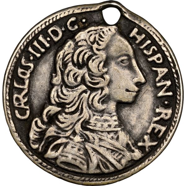 CUBA (under Spain), cast and chased silver proclamation medal, Charles III, 1760, Havana, very rare,