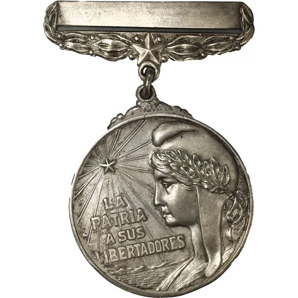 CUBA, silver Liberator medal, 1898, Cuban War of Independence, ex-Roehrs.