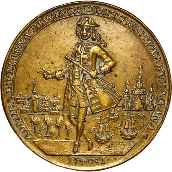 GREAT BRITAIN, copper alloy Admiral Vernon medal, 1741, Vernon / Cartagena.