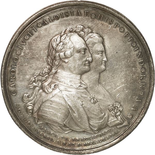 MEXICO, large silver medal, Charles IV, 1796, "Caballito" Statue erected by the Marquis of Brancifor